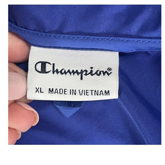 Champion 1/4‎ Zip Blue Windbreaker with Hood Large Logo Size XL NWOT - Picture 6 of 7